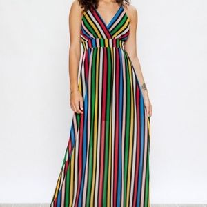 Striped Maxi Rainbow Maxi Dress